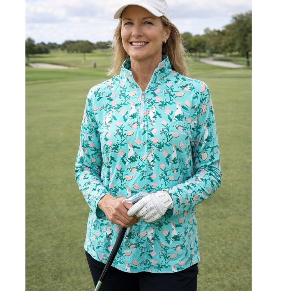 Cool Birdie Golf Pullover Womens S 1/4 Zip UPF Sun Shirt Floral‎ Active